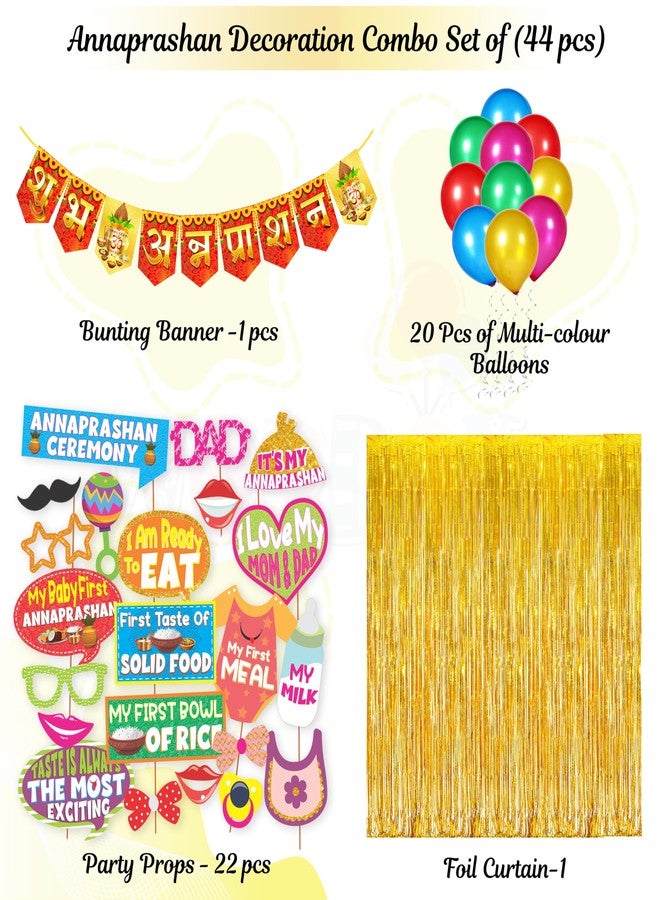 ووبوكس مجموعة أدوات تزيين حفل أنابراشان للأطفال من ووبوكس، والتي تتضمن دعائم حفل أنابراشان للأطفال، وراية أنابراشان، وستارة خلفية من رقائق معدنية، وأدوات تزيين حفل الأرز (مجموعة من 44 قطعة))FP5760 - Image 2